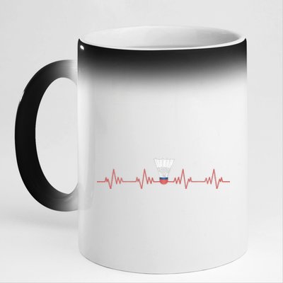 Badminton Heartbeat 11oz Black Color Changing Mug