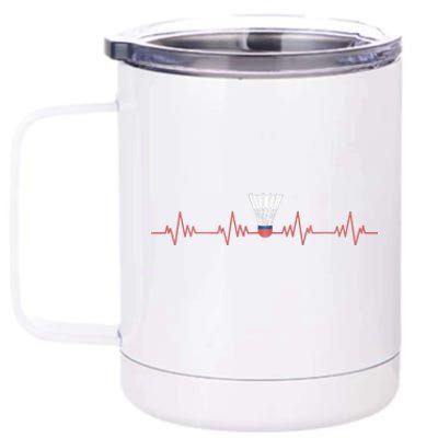 Badminton Heartbeat 12 oz Stainless Steel Tumbler Cup