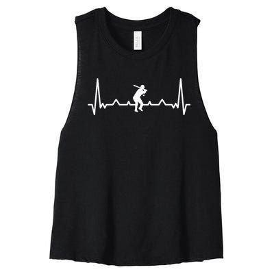 Baseball Heartbeat Baseball Gift For Baseball Player Women's Racerback Cropped Tank