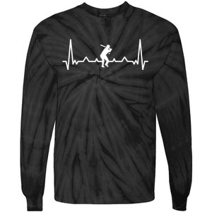 Baseball Heartbeat Baseball Gift For Baseball Player Tie-Dye Long Sleeve Shirt