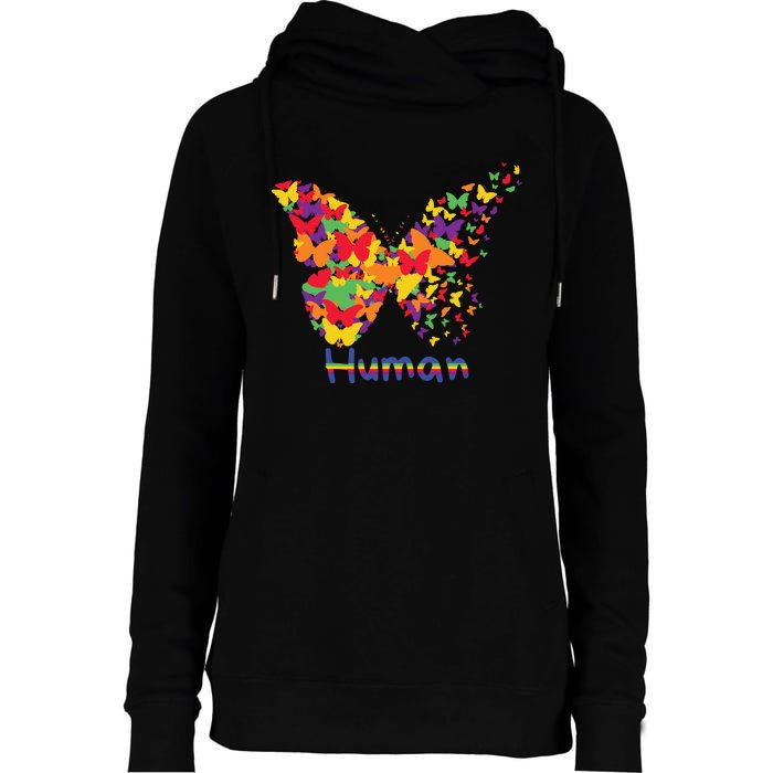 Butrfly Human Womens Funnel Neck Pullover Hood