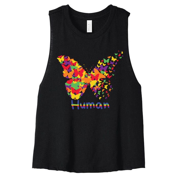 Butrfly Human Women's Racerback Cropped Tank