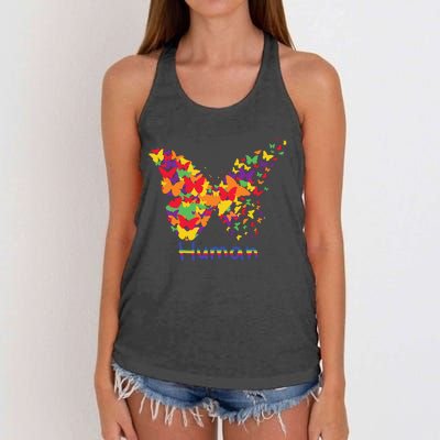 Butrfly Human Women's Knotted Racerback Tank