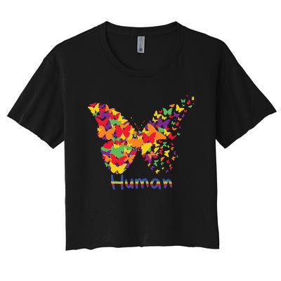 Butrfly Human Women's Crop Top Tee