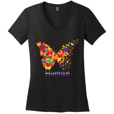 Butrfly Human Women's V-Neck T-Shirt