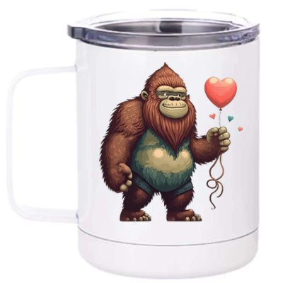 Bigfoot Heart Balloon Valentines Day Love Sasquatch Gift 12 oz Stainless Steel Tumbler Cup