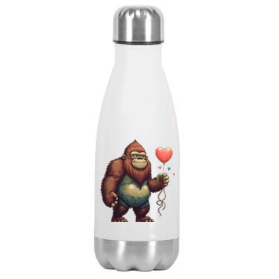 Bigfoot Heart Balloon Valentines Day Love Sasquatch Gift Stainless Steel Insulated Water Bottle