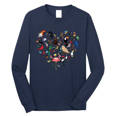 Bird Heart Birding Bird Watching Birder Bird Watcher Long Sleeve Shirt