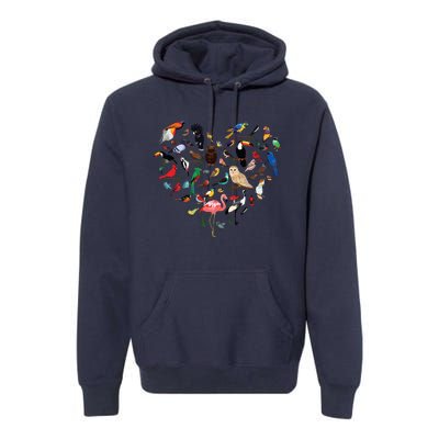 Bird Heart Birding Bird Watching Birder Bird Watcher Premium Hoodie