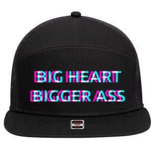 Big Heart Bigger Ass Sarcastic Booty Funny Humor Curvy 7 Panel Mesh Trucker Snapback Hat