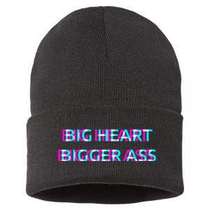 Big Heart Bigger Ass Sarcastic Booty Funny Humor Curvy Sustainable Knit Beanie