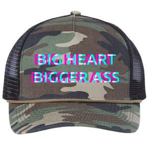 Big Heart Bigger Ass Sarcastic Booty Funny Humor Curvy Retro Rope Trucker Hat Cap