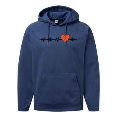 Basketball Heartbeat Basketball Player Performance Fleece Hoodie