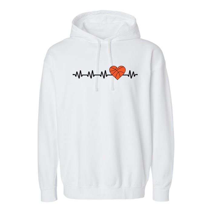 Basketball Heartbeat Basketball Player Garment-Dyed Fleece Hoodie