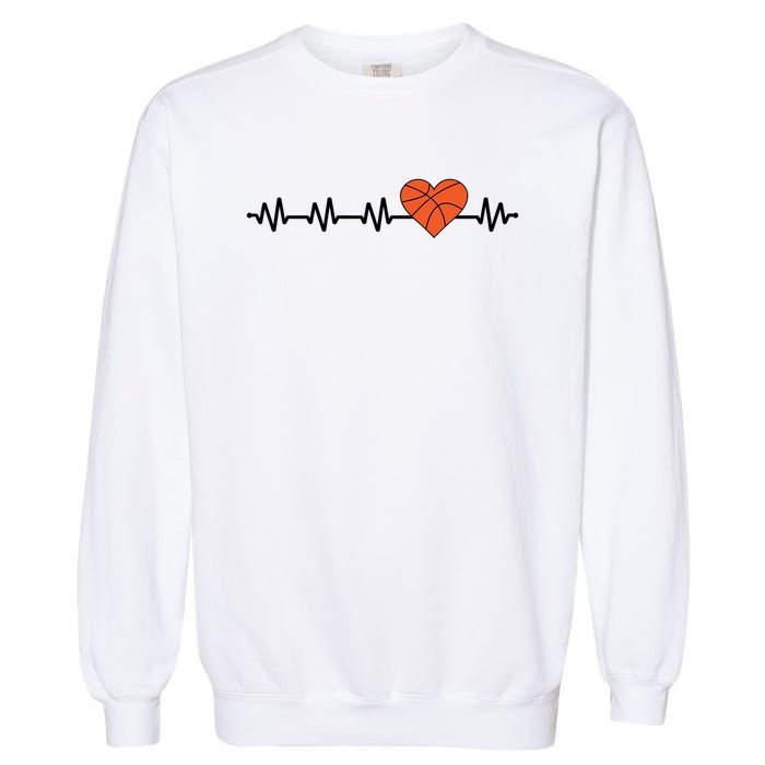 Basketball Heartbeat Basketball Player Garment-Dyed Sweatshirt