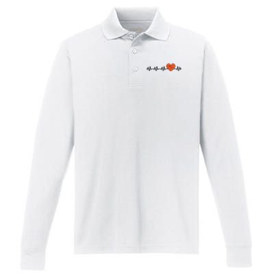 Basketball Heartbeat Basketball Player Performance Long Sleeve Polo