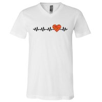 Basketball Heartbeat Basketball Player V-Neck T-Shirt