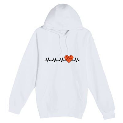 Basketball Heartbeat Basketball Player Premium Pullover Hoodie