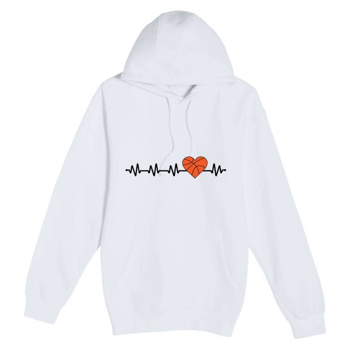 Basketball Heartbeat Basketball Player Premium Pullover Hoodie