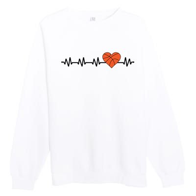 Basketball Heartbeat Basketball Player Premium Crewneck Sweatshirt