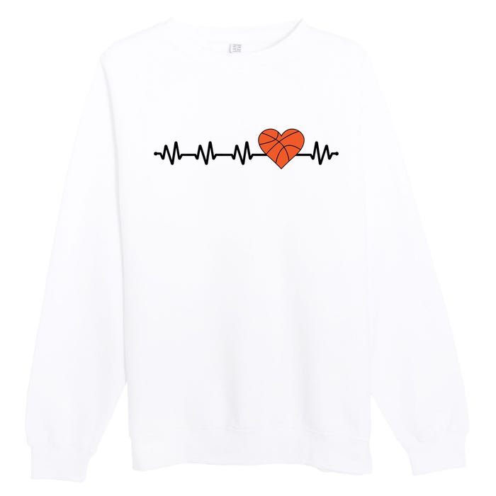 Basketball Heartbeat Basketball Player Premium Crewneck Sweatshirt