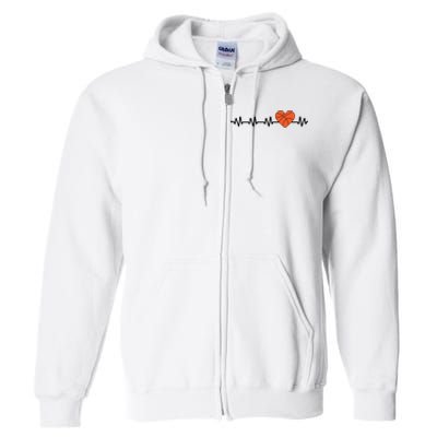 Basketball Heartbeat Basketball Player Full Zip Hoodie