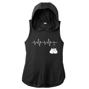 Boxing Heartbeat Boxing Lover Boxer Kickboxing Fan Ladies PosiCharge Tri-Blend Wicking Draft Hoodie Tank