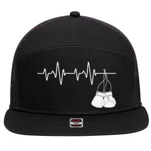 Boxing Heartbeat Boxing Lover Boxer Kickboxing Fan 7 Panel Mesh Trucker Snapback Hat