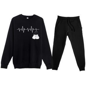 Boxing Heartbeat Boxing Lover Boxer Kickboxing Fan Premium Crewneck Sweatsuit Set