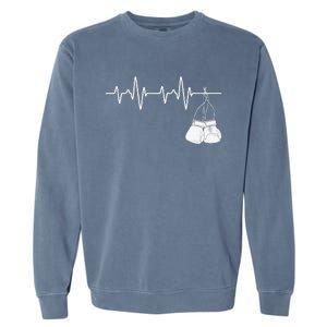 Boxing Heartbeat Boxing Lover Boxer Kickboxing Fan Garment-Dyed Sweatshirt