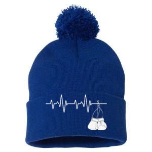 Boxing Heartbeat Boxing Lover Boxer Kickboxing Fan Pom Pom 12in Knit Beanie