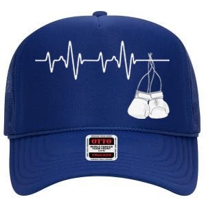 Boxing Heartbeat Boxing Lover Boxer Kickboxing Fan High Crown Mesh Back Trucker Hat