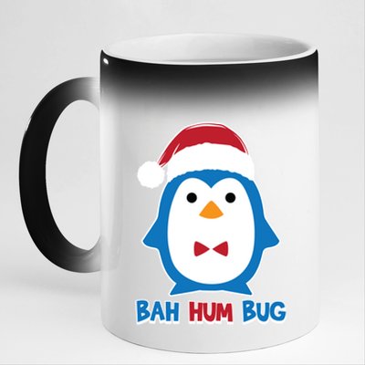 Bah Hum Bug Penguin Santa Hat Anti Xmas Scrooge Humor Gift 11oz Black Color Changing Mug