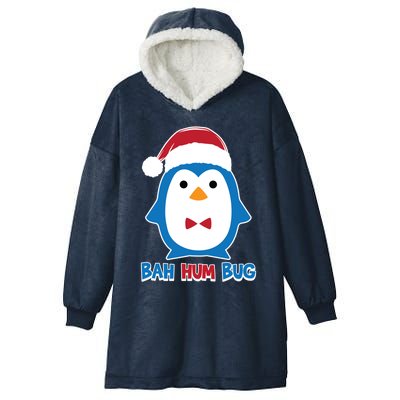 Bah Hum Bug Penguin Santa Hat Anti Xmas Scrooge Humor Gift Hooded Wearable Blanket