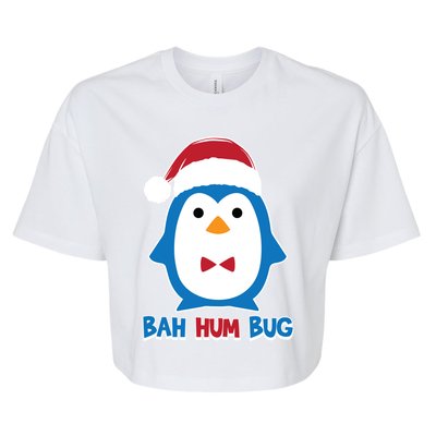 Bah Hum Bug Penguin Santa Hat Anti Xmas Scrooge Humor Gift Bella+Canvas Jersey Crop Tee