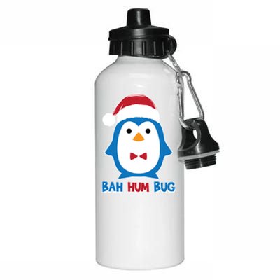 Bah Hum Bug Penguin Santa Hat Anti Xmas Scrooge Humor Gift Aluminum Water Bottle 