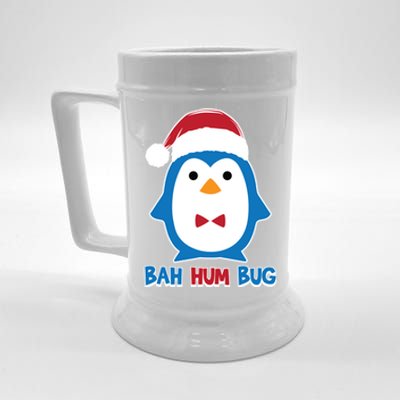 Bah Hum Bug Penguin Santa Hat Anti Xmas Scrooge Humor Gift Beer Stein