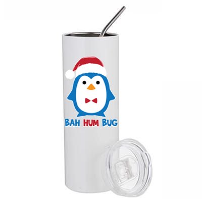 Bah Hum Bug Penguin Santa Hat Anti Xmas Scrooge Humor Gift Stainless Steel Tumbler