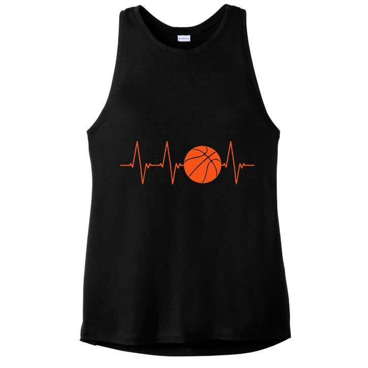 Basketball Heartbeat BBall Gift Ladies PosiCharge Tri-Blend Wicking Tank
