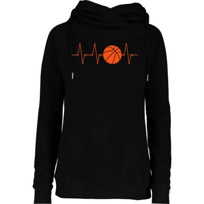 Basketball Heartbeat BBall Gift Womens Funnel Neck Pullover Hood