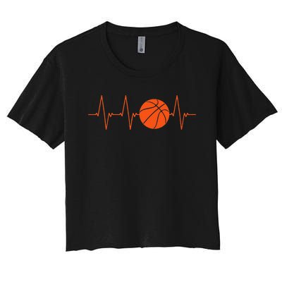 Basketball Heartbeat BBall Gift Women's Crop Top Tee