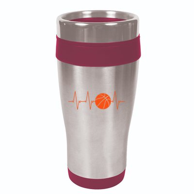 Basketball Heartbeat BBall Gift 16oz Travel Tumbler
