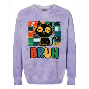 Bruh Humorous Black Cat Design Bruh Cat Boring Bruh Cat Colorblast Crewneck Sweatshirt