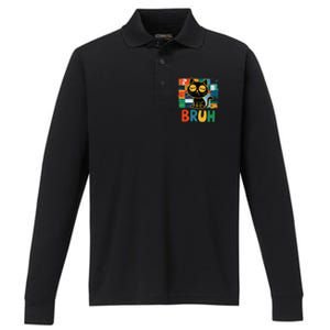 Bruh Humorous Black Cat Design Bruh Cat Boring Bruh Cat Performance Long Sleeve Polo