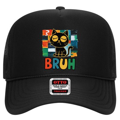 Bruh Humorous Black Cat Design Bruh Cat Boring Bruh Cat Trucker Hat