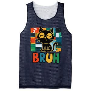 Bruh Humorous Black Cat Design Bruh Cat Boring Bruh Cat Mesh Reversible Basketball Jersey Tank