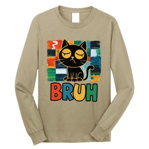 Bruh Humorous Black Cat Design Bruh Cat Boring Bruh Cat Long Sleeve Shirt