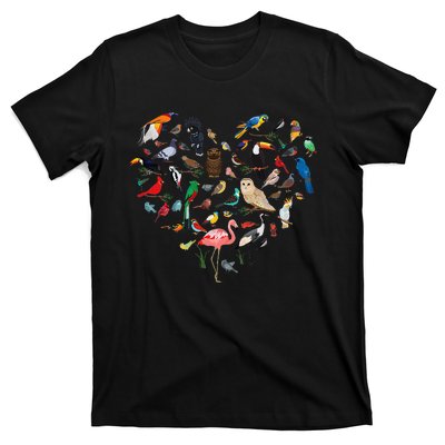 Bird Heart Birding Bird Watching Birder Bird Watcher T-Shirt