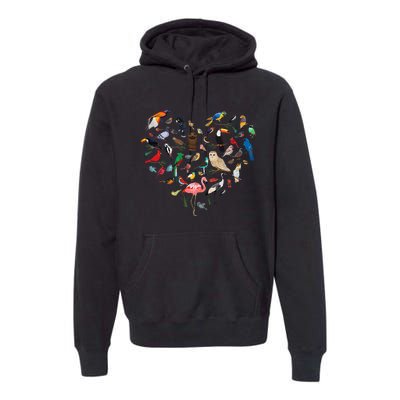 Bird Heart Birding Bird Watching Birder Bird Watcher Premium Hoodie