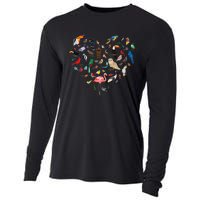 Bird Heart Birding Bird Watching Birder Bird Watcher Cooling Performance Long Sleeve Crew